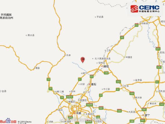 四川绵阳市安州区发生4.6级地震震源深度10千米